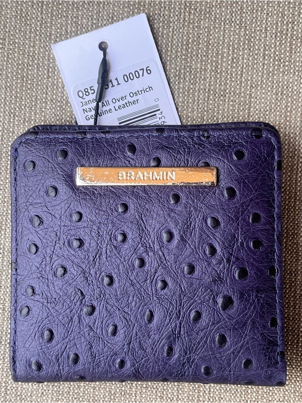 NWT Brahmin Jane in NAVY ALL OVER OSTRICH Wallet